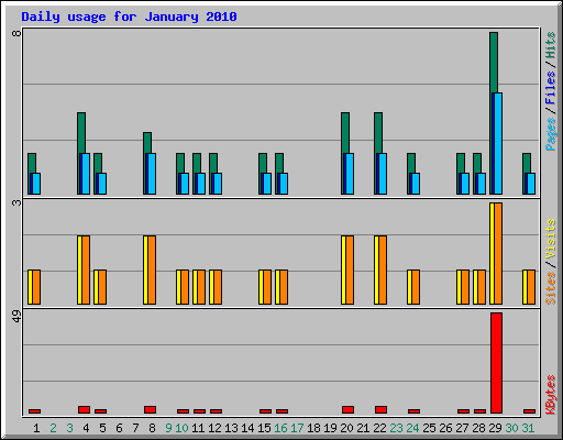 Daily usage for January 2010